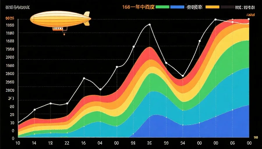 一幅彩色走势图，展示168飞艇一年中不同季度号码频率的变化曲线和数据高峰